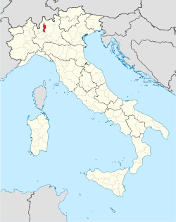 Map highlighting the location of the province of Lecco in Italy