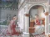 Благовещение. Деталь фрески собора в Сполето. 1460-е гг.