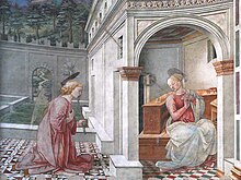 Filippi Lippi, Annonciation, détail, cathédrale de Spolète.