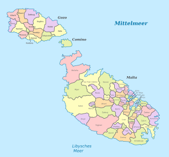 Malta, administrative divisions - de - colored.svg