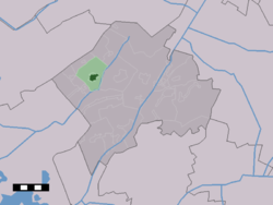 Das Dorfzentrum (dunkelgrün) und das statistische Viertel (hellgrün) von Vledder in der Gemeinde Westerveld.