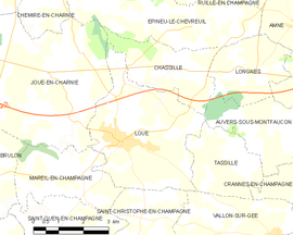 Mapa obce Loué