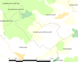Mapa obce Viviers-lès-Offroicourt