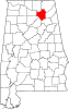 Map of Alabama highlighting Marshall County Map of Alabama highlighting Marshall County.svg