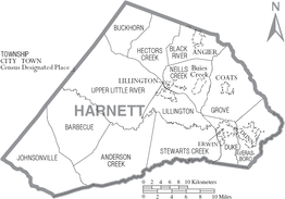 Kaart van Harnett County