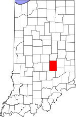 Map of Indiana highlighting Shelby County