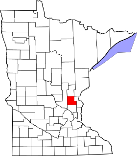 Map of Minnesota highlighting Isanti County.svg