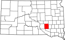 Harta e Aurora County në South Dakota
