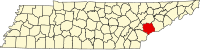 Locatie van Blount County in Tennessee