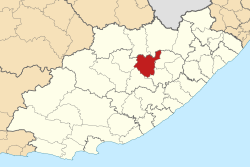 Kaart van Suid-Afrika wat Emalahleni in Oos-Kaap aandui