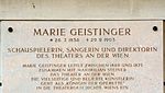 Marie Geistinger - memorial plaque