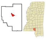 Marion County Mississippi Incorporated and Unincorporated areas Columbia Highlighted.svg