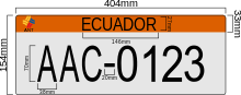 Specifications for the new
license plates from Ecuador Matricula Ecuador Especificaciones.svg
