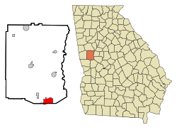Location in Meriwether County and the state of جارجیا (امریکی ریاست)