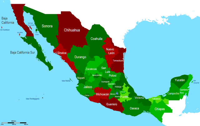 Map Of Mexican States File:mexican States With Mafia Conflicts.png - Wikipedia