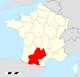मिदी-पिरेनेचे फ्रान्स देशाच्या नकाशातील स्थान