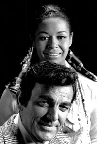 Connors with Gail Fisher in a publicity photo for Mannix, 1970