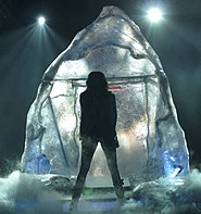 Cyrus breaking out of a crystal-ice dome to perform "Breakout" in the Wonder World Tour. Miley Cyrus - Wonder World Tour - Breakout.jpg