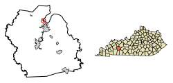 Localização de South Carrollton em Muhlenberg County, Kentucky.