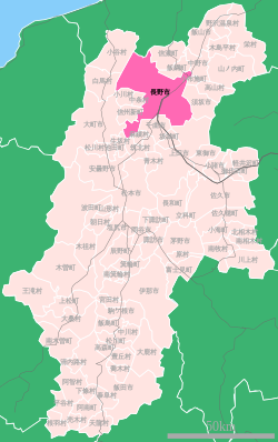Elhelyezkedése Nagano térképén