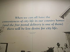 Museum poster extolling value of postal delivery