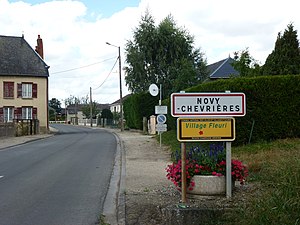 Novy-Chevrières (Ardennes) city limit sign.JPG