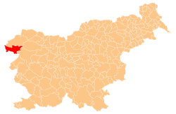 Localização do município de Kobarid na Eslovênia