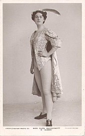 Ouida MacDermott in the title role in Aladdin (1908) Ouida MacDermott Princes Theatre Bristol 1908.jpg