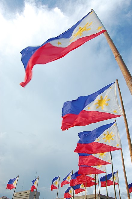 Philippine flags on bamboo poles
