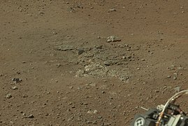 Afloramiento rocoso "Goulburn" en Marte - cerca del lugar de aterrizaje ("Bradbury Landing") del rover Curiosity (17 de agosto de 2012).