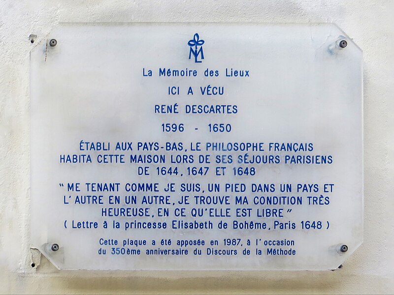 File:Plaque à Réné Descartes, 14 rue Rollin, Paris 2016.jpg