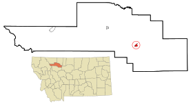Pondera County Montana Incorporated and Unincorporated areas Conrad Highlighted.svg