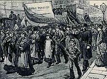 Striking match workers march to Westminster in July 1888. Procession of Match Workers.JPG