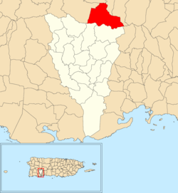 Рио-Приетоның Яуко муниципалитетінің аумағында қызыл түспен көрсетілген