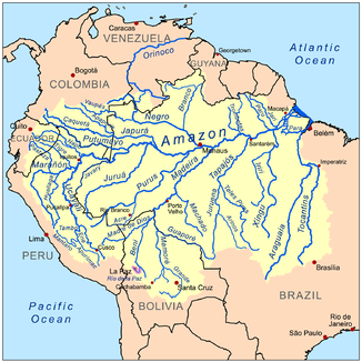 Amazon basin with the Río de la Paz (purple)