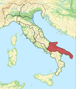 Regio II Apulia et Calabrian sijainti Italiassa.