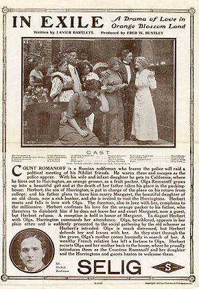 Descrizione dell'immagine Volantino di rilascio per IN EXILE, 1912.jpg.