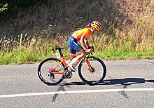 Ricarda Bauernfeind (Canyon-SRAM) with 4km remaining to the finish of the stage in Albi. Ricarda Bauernfeind in Albi (cropped).jpg