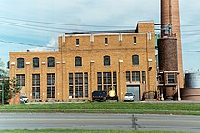 Power plant of the Iola Sanatorium at 422 East Henrietta Road, built in 1928 according to Monroe County records, located across the Monroe Community Hospital Rochester NY 422 East Henrietta Road 2002.jpg