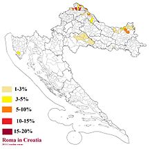 Romani by municipality, according to the 2011 Croatian census Roma of Croatia 2011 census.jpg