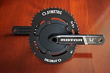 Rotor Cervelo crankset mounted with non-round Osymetric chainrings Rotor Cervelo crankset Osymetric chainrings.JPG