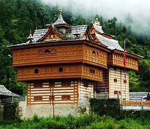 Bhimakali temple, built in Kath-Kuni style of architecture. Sarahan - Bhimakali Temple.jpg