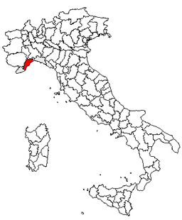 Karta över Italien med Provincia di Savona markerat
