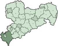 Distrikto Vogtland sur la mapo de Saksio