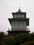 Garden (garden monument) with pagoda (tea house) and gate entrance