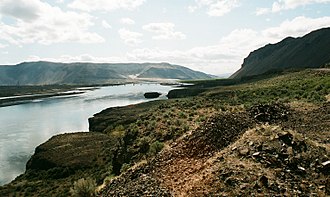 Sentinel Gap in the Saddle Mountains as seen from the west bank of the Columbia River above the Wanapum Dam Sentinel Gap in the Saddle Mountains as seen from upriver on the West bank.jpg