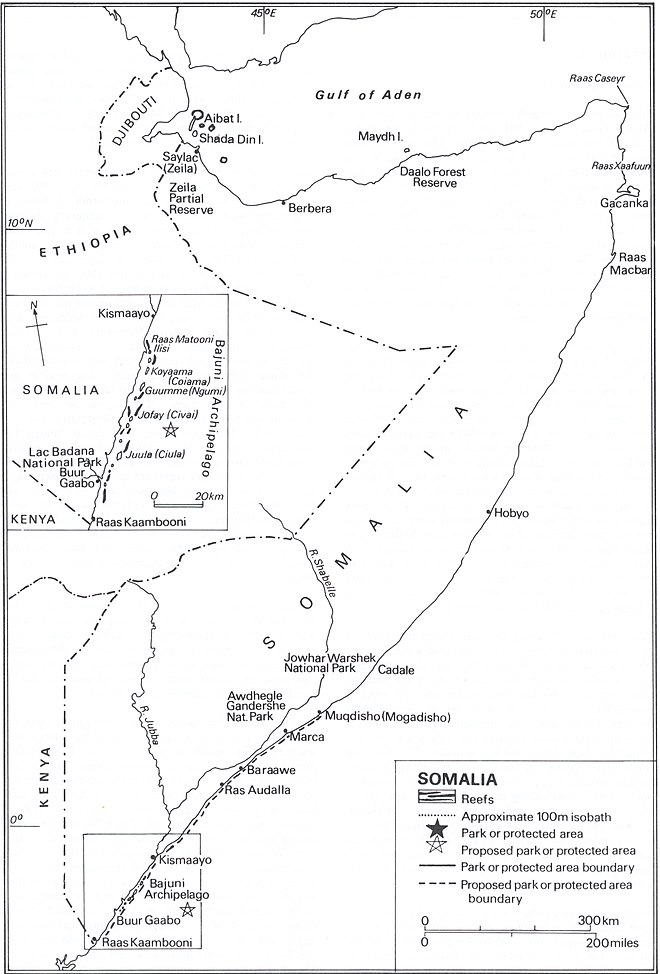 Somalia's coral reefs, ecological parks and protected areas
