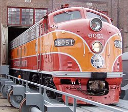 Southern Pacific #6051 EMD E9 painted in Daylight color scheme Southern Pacific 6051.jpg