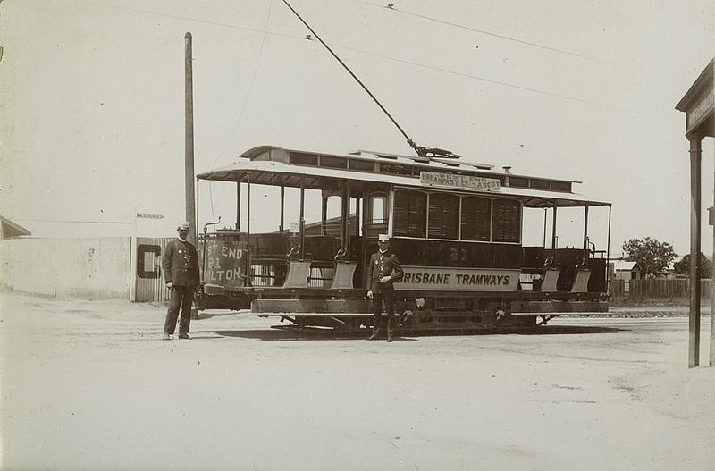 File:StateLibQld 2 255040 Brisbane tram and conductors at the Ascot terminus, Brisbane, 1908.jpg