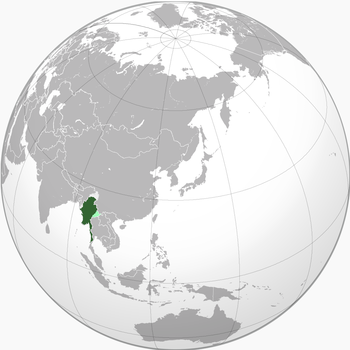 British Burma during World War II Dark green: Japanese occupation of Burma Light silver: Remainder of British Burma Light green: Occupied and annexed by Thailand